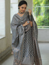 Banarasee Salwar Kameez Cotton Silk Resham Buti Woven Fabric-Grey