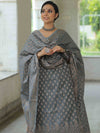 Banarasee Salwar Kameez Cotton Silk Resham Buti Woven Fabric-Grey
