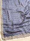 Banarasee Chiffon Bandhani Print Saree With Hand Work-Lilac