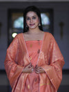 Banarasee Cotton Silk Salwar Kameez Fabric With Zari Jaal Design Dupatta Set-Peach