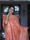 Banarasee Cotton Silk Salwar Kameez Fabric With Zari Jaal Design Dupatta Set-Peach