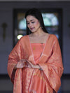 Banarasee Cotton Silk Salwar Kameez Fabric With Zari Jaal Design Dupatta Set-Peach