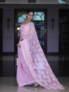 Banarasee Handwoven Georgette Saree With Chikankari Work-Light Pink