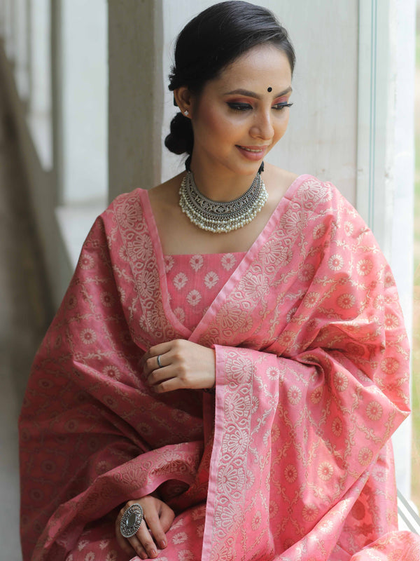 Buy Triveni women's Banarasi silk dress material. (Rama) at Amazon.in