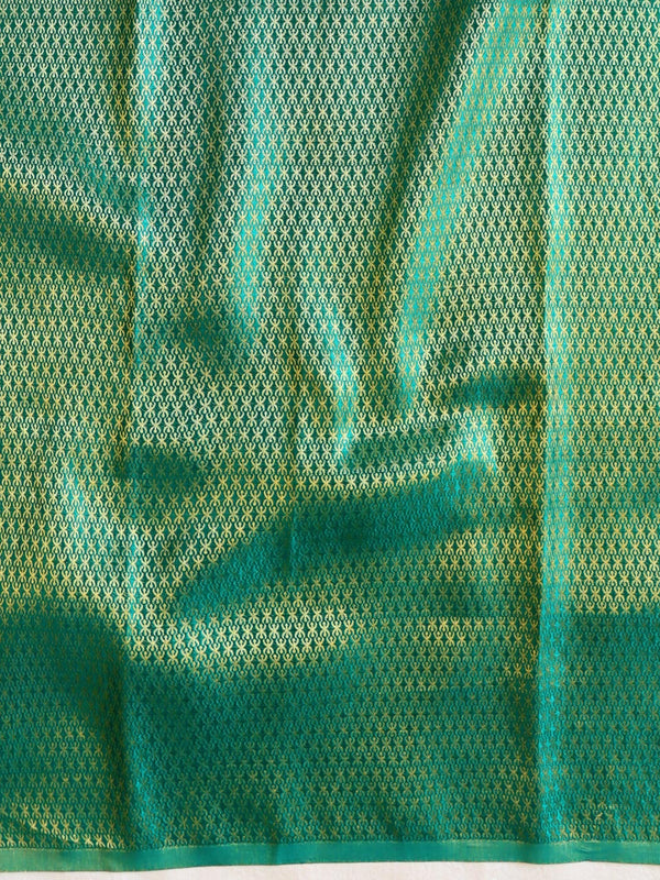 Banarasee Chiffon Bandhani Print Saree With Gold Zari Lace Border-Green