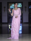 Banarasee Handwoven Georgette Saree With Chikankari Work-Light Pink