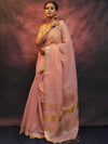 Banarasee Linen Tissue Sona Rupa Zari Work Saree-Pink