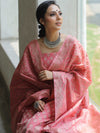 Banarasee Salwar Kameez Cotton Silk Resham Buti Woven Fabric-Peach