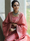 Banarasee Salwar Kameez Cotton Silk Resham Buti Woven Fabric-Peach