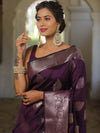 Banarasee Handwoven Semi Silk Saree With Zari Buti Design-Wine