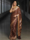 Banarasee Pure Chiffon Saree Zari Jaal Design-Maroon