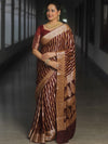 Banarasee Pure Chiffon Saree Zari Jaal Design-Maroon