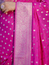 Banarasee Handwoven Chiffon Saree With Polka Dots Design & Border-Pink