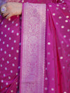 Banarasee Handwoven Chiffon Saree With Polka Dots Design & Border-Magenta