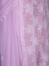 Banarasee Handwoven Georgette Saree With Chikankari Work-Light Pink
