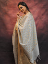 Banarasee Chanderi Cotton Salwar Kameez Set With Zari Work-Brown & Blue