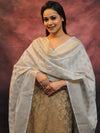 Banarasee Chanderi Cotton Salwar Kameez Set With Zari Work-Brown & Blue