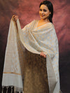 Banarasee Chanderi Cotton Salwar Kameez Set With Zari Work-Brown & Blue