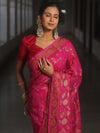 Banarasee Handwoven Georgette Saree Zari Design-Pink