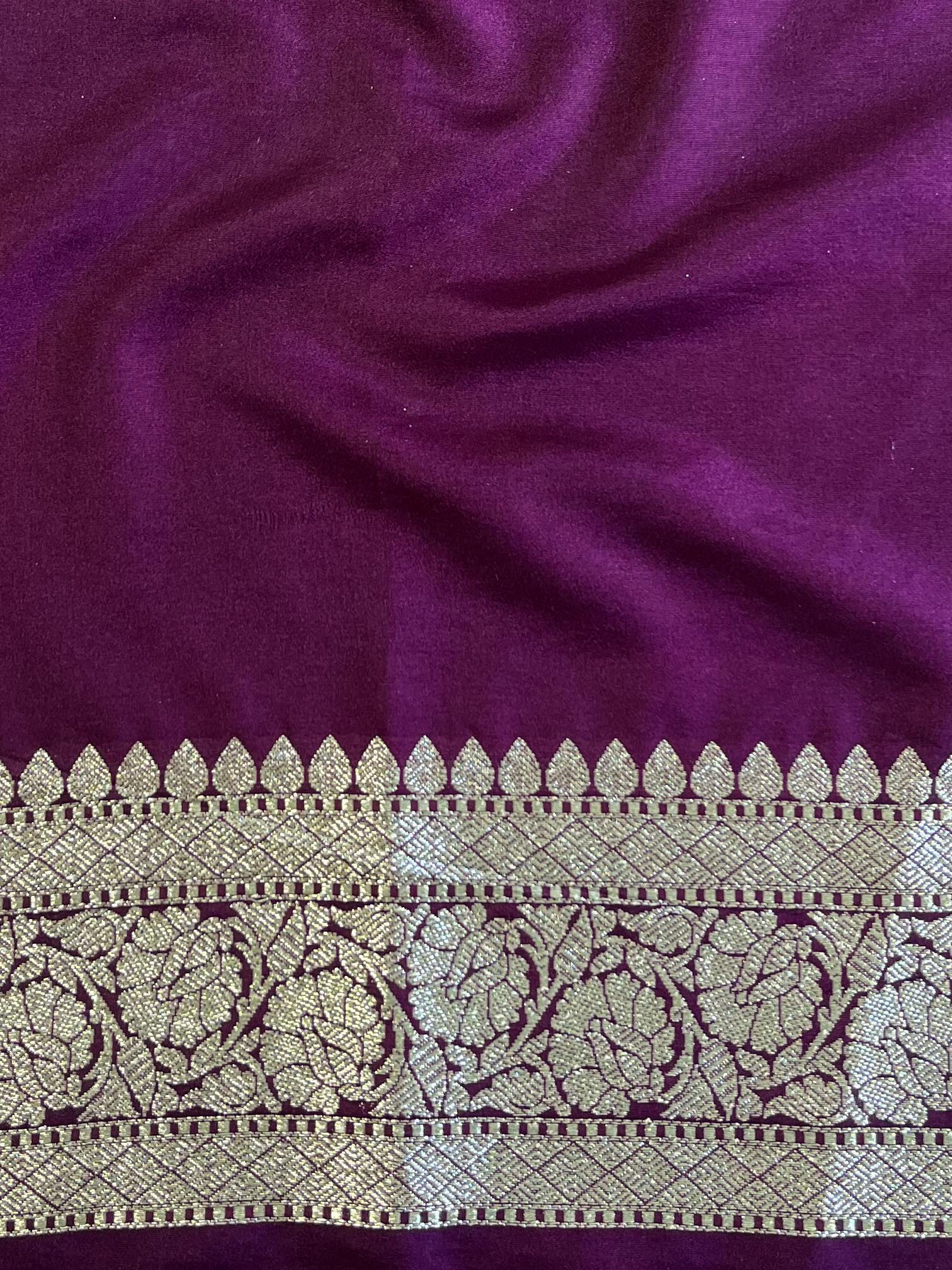 Banarasee Handwoven Faux Georgette Saree With Silver Zari Buti Design-Violet
