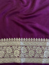 Banarasee Handwoven Faux Georgette Saree With Silver Zari Buti Design-Violet