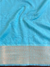 Banarasee Faux Georgette Saree With Zari & Resham Work-Light Blue