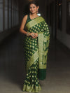 Banarasee Pure Chiffon Saree With Resham Zari Work-Green