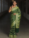 Banarasee Pure Chiffon Saree With Resham Zari Work-Green