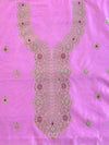 Banarasee Handloom Chanderi Salwar Kameez Fabric With Meena & Zari Design-Pink