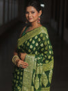 Banarasee Pure Chiffon Saree With Resham Zari Work-Green