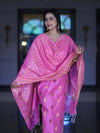 Banarasee Cotton Silk Salwar Kameez Fabric With Zari Jaal Design Dupatta Set-Pink