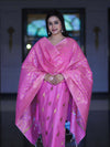 Banarasee Cotton Silk Salwar Kameez Fabric With Zari Jaal Design Dupatta Set-Pink