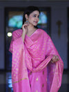 Banarasee Cotton Silk Salwar Kameez Fabric With Zari Jaal Design Dupatta Set-Pink