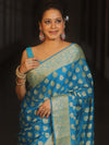 Banarasee Pure Chiffon Saree With Resham Zari Work-Blue