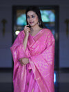 Banarasee Cotton Silk Salwar Kameez Fabric With Zari Jaal Design Dupatta Set-Pink