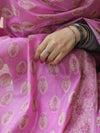 Banarasee Salwar Kameez Cotton Silk Resham Buti Woven Fabric-Pink