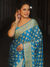 Banarasee Pure Chiffon Saree With Resham Zari Work-Blue