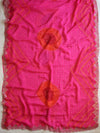 Banarasee Chiffon Bandhani Print Saree & Hand Work With Contrast Blouse-Pink