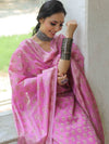 Banarasee Salwar Kameez Cotton Silk Resham Buti Woven Fabric-Pink