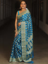 Banarasee Pure Chiffon Saree With Resham Zari Work-Blue