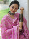 Banarasee Salwar Kameez Cotton Silk Resham Buti Woven Fabric-Pink