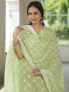 Banarasee Chanderi Cotton Resham Buti Salwar Kameez Fabric With Dupatta-Green