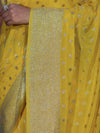 Banarasee Handwoven Chiffon Saree With Polka Dots Design & Border-Yellow