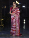 Banarasee Handwoven Faux Georgette Saree With Zigzag Pattern Zari Design Border & Lace-Multicolor