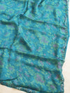 Banarasee Chiffon Floral Print Saree & Hand Work With Scallop Border-Green