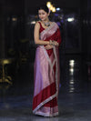 Banarasee Handloom Mashru Silk Saree With Buti Design Zari Border & Lace-Maroon