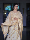 Banarasee Cotton Silk Salwar Kameez Fabric With Zari Jaal Design Dupatta Set-Beige