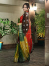 Banarasee Handwoven Semi-Chiffon Shibori Dyed Saree With Zari Work-Multicolor