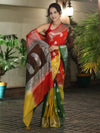 Banarasee Handwoven Semi-Chiffon Shibori Dyed Saree With Zari Work-Multicolor