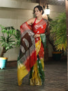 Banarasee Handwoven Semi-Chiffon Shibori Dyed Saree With Zari Work-Multicolor